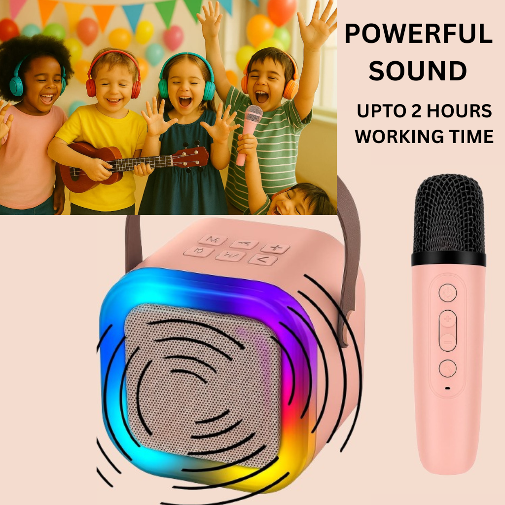 Karaoke Mic with Speaker,Wireless Mini Portable Bluetooth Speaker with Microphone, LED Lights,5-Voice Changer - Image 5
