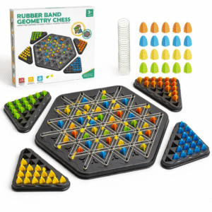 Chain Triangle Chess | Triggle Rubber Band Game | Brain Storming Strategy Puzzle for Kids | Memory Development & Critical Thinking Board Game | STEM Educational Toy | Multiplayer Game for Boys&Girls